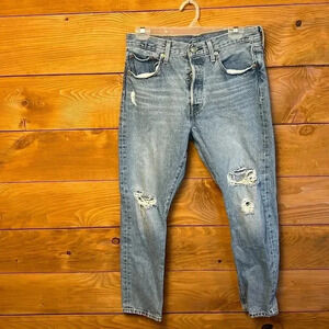 Levis 501 womens Jeans 29/28 distressed holes streetwear button closure Y2K